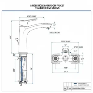  A diagram demonstrating the easy operation of a single-handle faucet, showing how to control both water temperature and flow with one lev