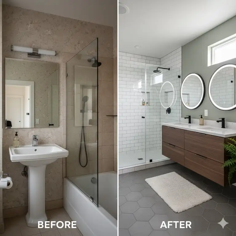 A stunning before and after transformation of a bathroom remodel colorado springs.