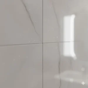 Close-up showing the seamless, watertight joint between two acrylic bathroom wall panels.