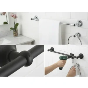 Elegant frosted glass shelf by Delta, a useful piece of the delta bathroom accessories for extra storage. 