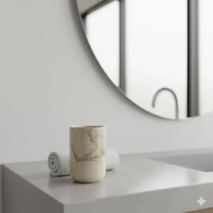 Simple yet chic natural stone marble bathroom accessories tumbler that complements a full set.