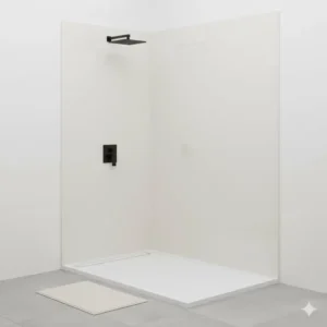 Clean, solid white acrylic bathroom wall panels perfect for a minimalist and hygienic design.