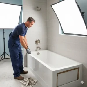 Seamless bathtub replacement and surround upgrade during a residential bathroom remodel colorado springs.