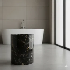 Oversized luxury marble bathroom accessories waste bin or trash can, a practical and beautiful bathroom essential.