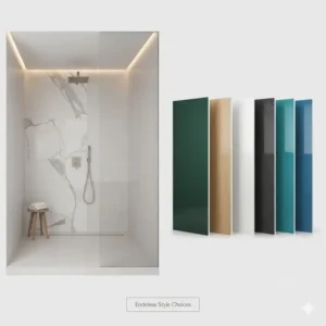 Utilizing durable and waterproof acrylic bathroom wall panels for a contemporary, full-coverage wet room solution.