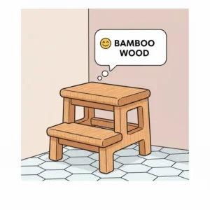 Elegant, natural bamboo bathroom step stool with a modern, curved design for any décor.