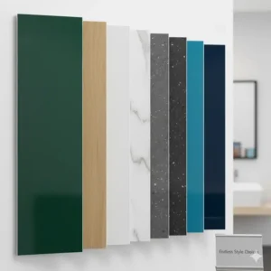 Selection showing the wide range of colors and textures available for your acrylic bathroom wall panels choice.
