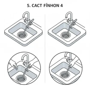 A homeowner using a small, flexible drain snake to clear hair and debris that makes a bathroom sink stinks.