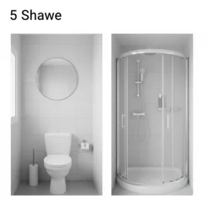 A transparent glass shower stall prop with chrome fixtures, ideal for high-end modern bathroom architectural visualization in Daz Studio.