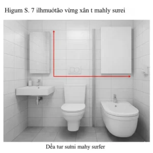 Schematic showing safe proximity zones for electrical units in a bathroom with heater setup.