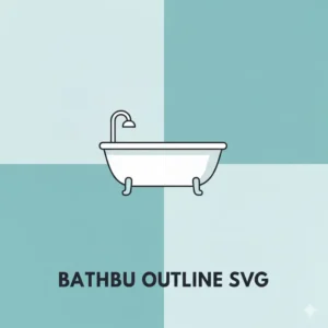 Clean outline vector graphic (bathroom svgs) of a freestanding bathtub, suitable for luxury bathroom designs.