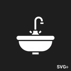 A minimalist sink and faucet design, one of several essential bathroom svgs elements for renovation diagrams.