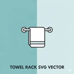 A vector graphic (bathroom svgs) of a mounted towel rack with a neatly folded towel, commonly used in bathroom layouts.
