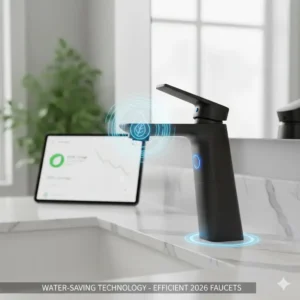 Demonstrating the water-saving features of the smart touchless bathroom faucet technology 2026 reviews, emphasizing its eco-friendly design.