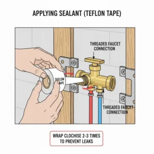Applying sealant and Teflon tape to threaded joints for the minimalist wall mounted faucet installation guide 2026.
