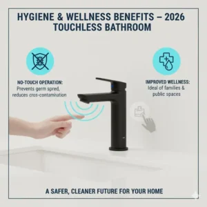 Illustrating the wellness and germ-prevention advantages related to voice activated bathroom faucet features and cost 2026.