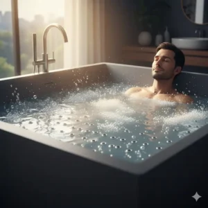 Gentle bubbles rising in a soaking tub, a key feature of the best hydrotherapy air bath vs jet tub 2026 reviews.