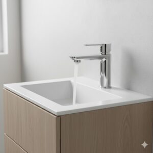 Minimalist chrome profile of the best single hole modern bathroom faucet for small spaces 2026 for tiny homes.