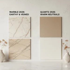 Exploring 2026 color palettes to learn how to choose quartz vs marble vanity countertop 2026 for modern aesthetics.