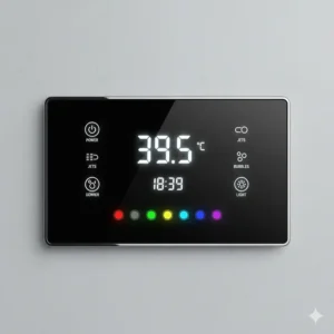 Digital touch control panel interface for a deep soaking tub with built-in chromotherapy lighting 2026.