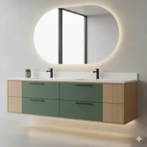 Mixing colors and textures in natural wood bathroom vanity trends for master baths 2026 for a modern look.