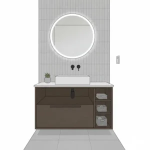 Clever storage solutions for small bathrooms designed by affordable custom look bathroom vanity builders 2026.