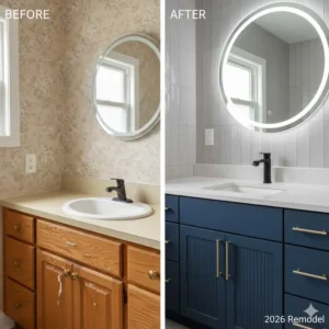 Stunning renovation results after hiring affordable custom look bathroom vanity builders 2026 for a home remodel