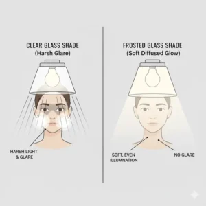 Comparison of frosted and clear glass shades to achieve the best bathroom vanity lighting for makeup application 2026.