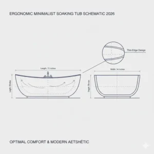 Ergonomic design and dimensions guide in modern minimalist solid surface bathtub reviews 2026.