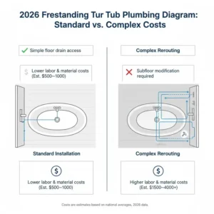 Plumbing rough-in diagram for professional setup using the freestanding tub installation cost estimator 2026 guidelines.