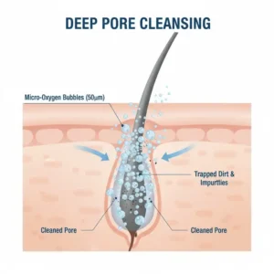 Deep skin cleansing process illustrating what is a microbubble therapy bathtub and benefits 2026 for pore health.