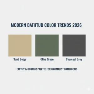 Trending color options for bathrooms as seen in modern minimalist solid surface bathtub reviews 2026.