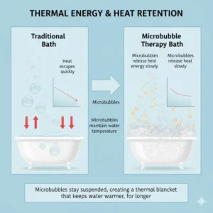 Infographic about thermal energy and what is a microbubble therapy bathtub and benefits 2026 for heat retention.