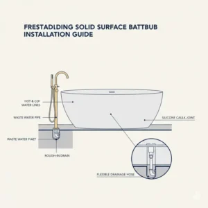 Step-by-step installation process mentioned in modern minimalist solid surface bathtub reviews 2026.