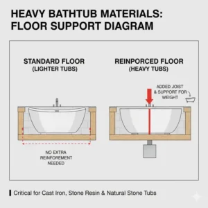 Floor support requirements for heavy tubs made from the best materials for heat retaining bathtubs 2026 comparison.