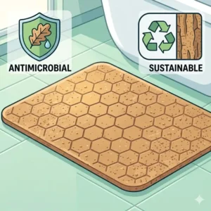 An eco-friendly cork bath mat alternative, highlighting its natural water-resistant and antimicrobial properties among the best biodegradable non-slip bathtub mat alternatives 2026.