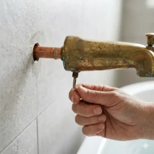 Carefully removing the old spout as part of the quick connect bathtub faucet installation guide 2026.