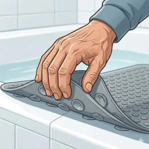Detailed textured surface of a non-slip product meeting safety guidelines for seniors' bathtub mats 2026.