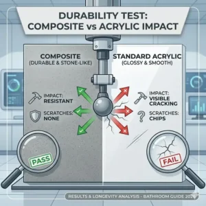 Impact and scratch resistance testing to demonstrate acrylic vs composite bathtub wall kits pros and cons 2026 regarding durability.