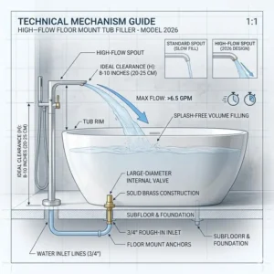 Proper installation height and clearance for the best floor mount tub filler with high flow rate 2026.