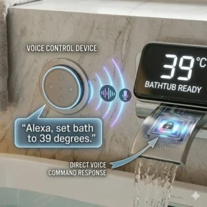Illustration 3: Demonstration of voice command compatibility within the smart temperature sensing bathtub faucet reviews 2026 ecosystem.