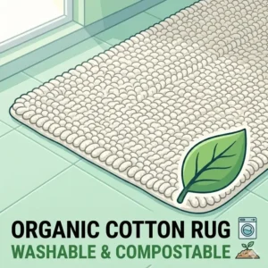 A heavy-weave organic cotton bath rug with a non-toxic latex backing for safety, serving as a compostable option in the best biodegradable non-slip bathtub mat alternatives 2026.