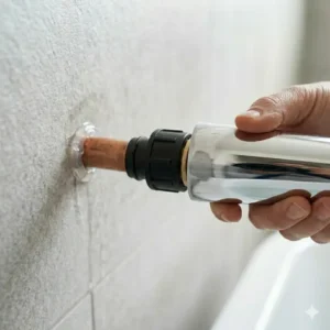 Clicking the new spout onto the adapter, a key step in the quick connect bathtub faucet installation guide 2026.