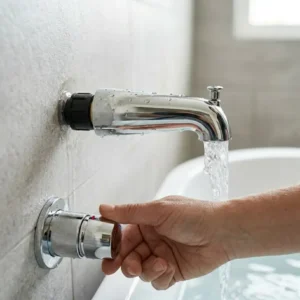 Checking for leaks after completing the quick connect bathtub faucet installation guide 2026.