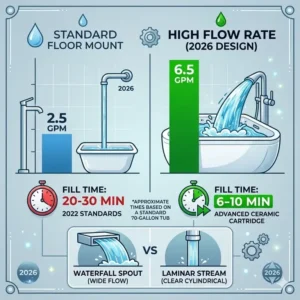 Comparing waterfall and laminar flow options for the best floor mount tub filler with high flow rate 2026.