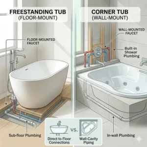 Illustration 5: Plumbing and installation requirements for the best compact freestanding tubs vs corner tubs 2026 comparison guide.