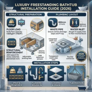 Technical installation requirements and plumbing diagrams for the luxury bathtub brands analysis and warranty 2026.
