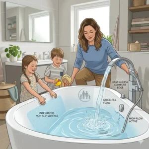 Non-slip surfaces and safety features integrated into the best quick-fill bathtubs for busy families 2026.