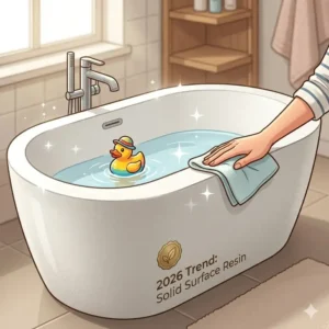 A 2026 trend spotlight on solid surface resin as one of the top stain-resistant bathtub materials for kids' bath time 2026.